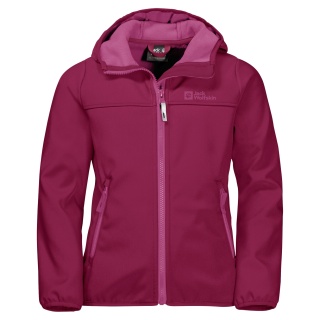 Jack Wolfskin Softshell Jacket Fourwinds (wind & water repellent) ruby red Kids